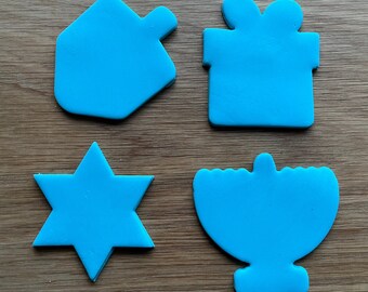 Hanukkah Cookie Cutter Set : Four Cutters in 2 sizes for fondant, cupcakes, cookies, cake toppers, cakesicles, polymer clay, biscuits, gifts