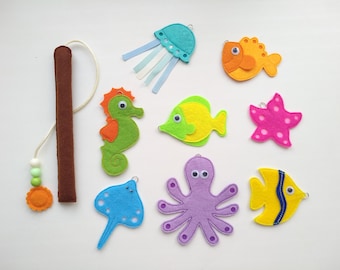 Felt toy, fishing game, motorics and sensorics game