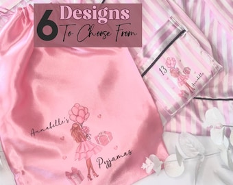 Personalised Birthday Pink Long Victorias Secret Inspired Birthday Pyjamas | 30th Birthday Pjs | Personalized pajamas | Satin pjs | Pink pj