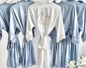 Personalised Bridesmaid Bridal Party Robe for Wedding Dressing Gown Maid of Honour Morning of the Wedding Outfit