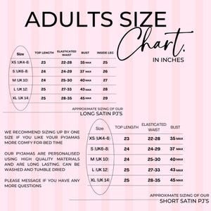 Personalised Pyjamas | Pink Personalised Pjs | Satin Personalised Birthday Pjs | Pink Striped Pjs | Matching Pink Pajamas | Custom Pj Women image 10