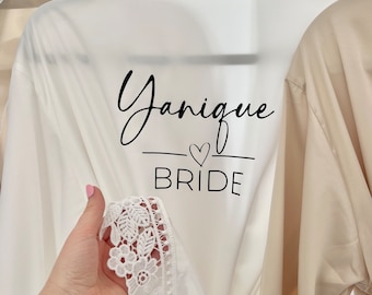 Robe Wedding Bride Personalised White Ivory | Wedding Dressing Gown | Wedding get ready robe | Morning of the Wedding Custom Satin Robe