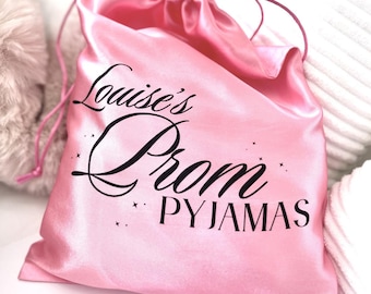 Personalised Prom Pjs | Prom Pj set | Matching Prom get ready PJs | Satin Name Pyjamas | Prom Sleepover Outfit | Girls Prom Gift | Girl prom