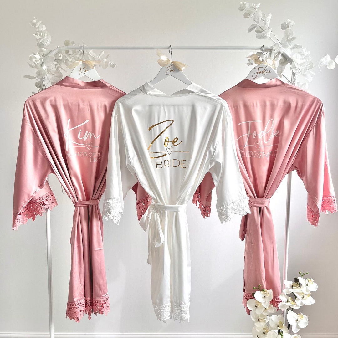 Pink Bride Robe Personalised Pink Bridal Robe | Dusty Rose Bridesmaid Robe | Pink ...