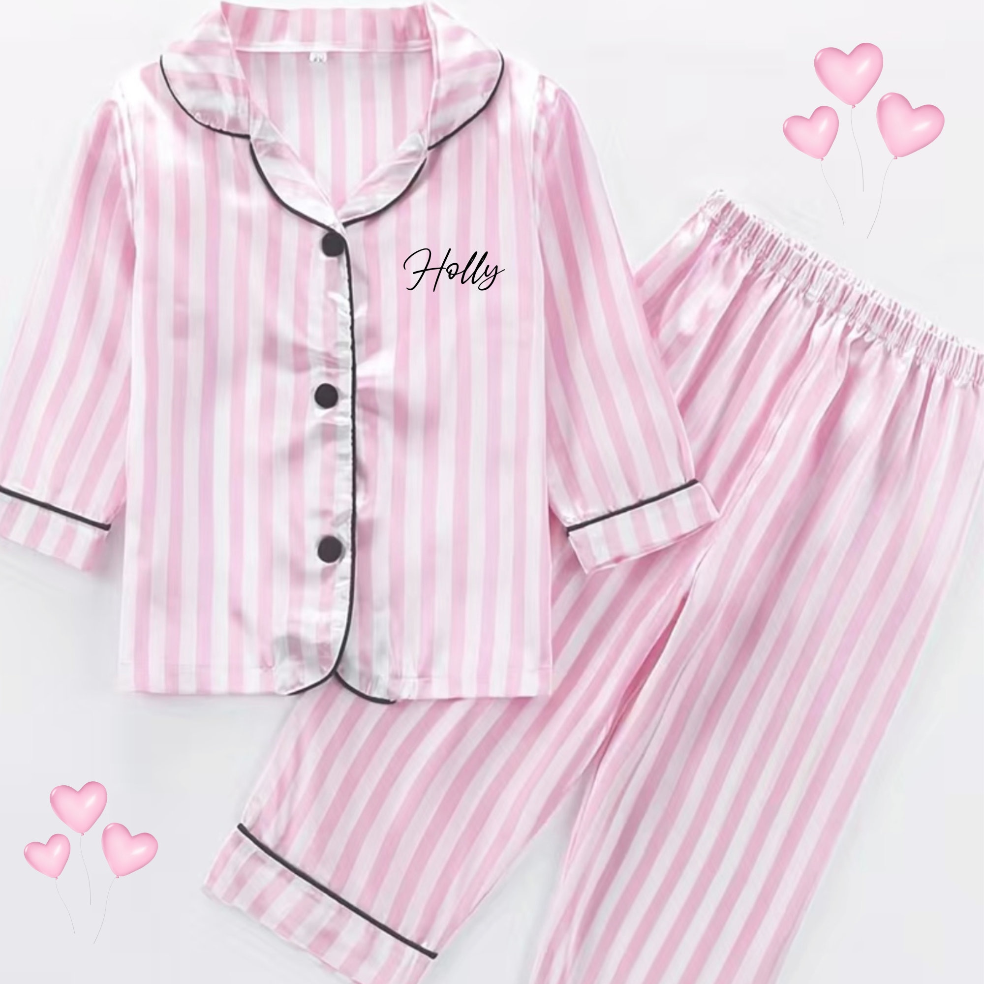 femofit, Intimates & Sleepwear, Femofit Striped White Pink Satin Pajamas  Sz M