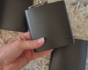 Personalised Hip Flask | Groomsman Flask | Best Man Gift | Groom Black Hip Flask | Wedding Special Occasion Gift for Man | Stag party Gifts