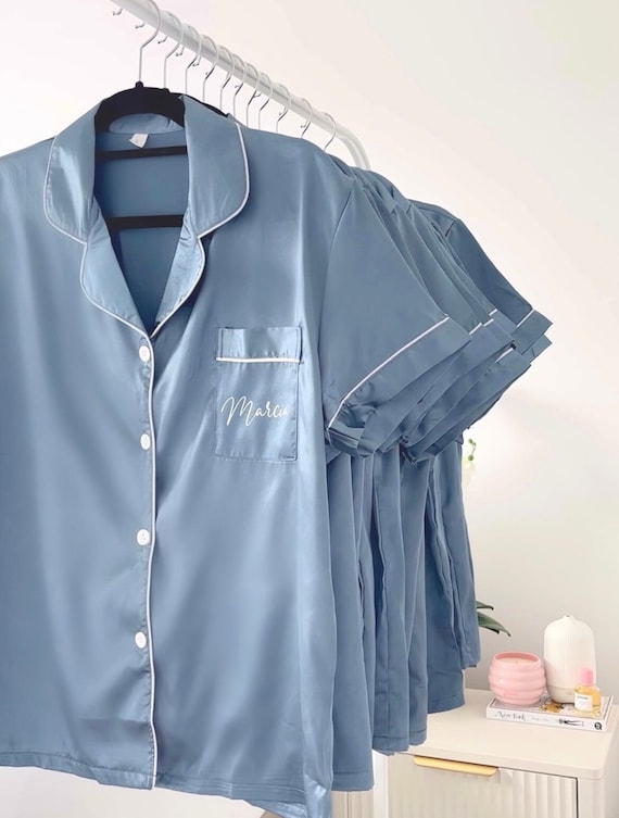 Blue Satin Hen Party Pjs Bridal Party Pyjamas for Hen Weekend Pyjamas for Morning of the Wedding Blue Cloud 9 Pyjamas Bridesmaid Pj Etsy Canada