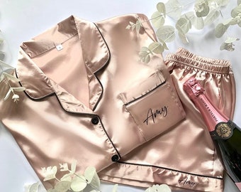 Rose Gold Personalised Pyjamas | Rose Gold Hen Party PJs | Matching Hen Party Pyjamas | Pyjamas for Wedding morning Bridesmaid Get Ready Pj