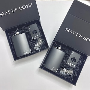 Trauzeugen Geschenk | Trauzeuge Luxus Geschenkbox | Personalisiertes Trauzeuge Hochzeit Geschenk | Vielen Dank Trauzeuge | Geschenk für Bräutigam|Trauzeugig Flachmann-Set