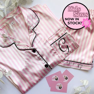 Pyjama Personalised Birthday Pjs |  Personalised Victorias Secret Inspired white and pink Bridal Pj | Hen Party Pj | Bridal Party Pajama
