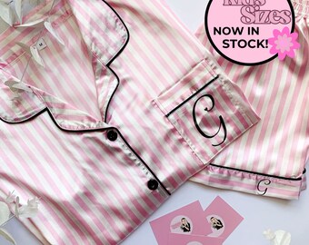 Pyjamas Personalised Pink White Birthday Pyjamas |  Personalised Victorias Secret Inspired Bridal Pj | Hen Party Pj | Bridal Party Pajama