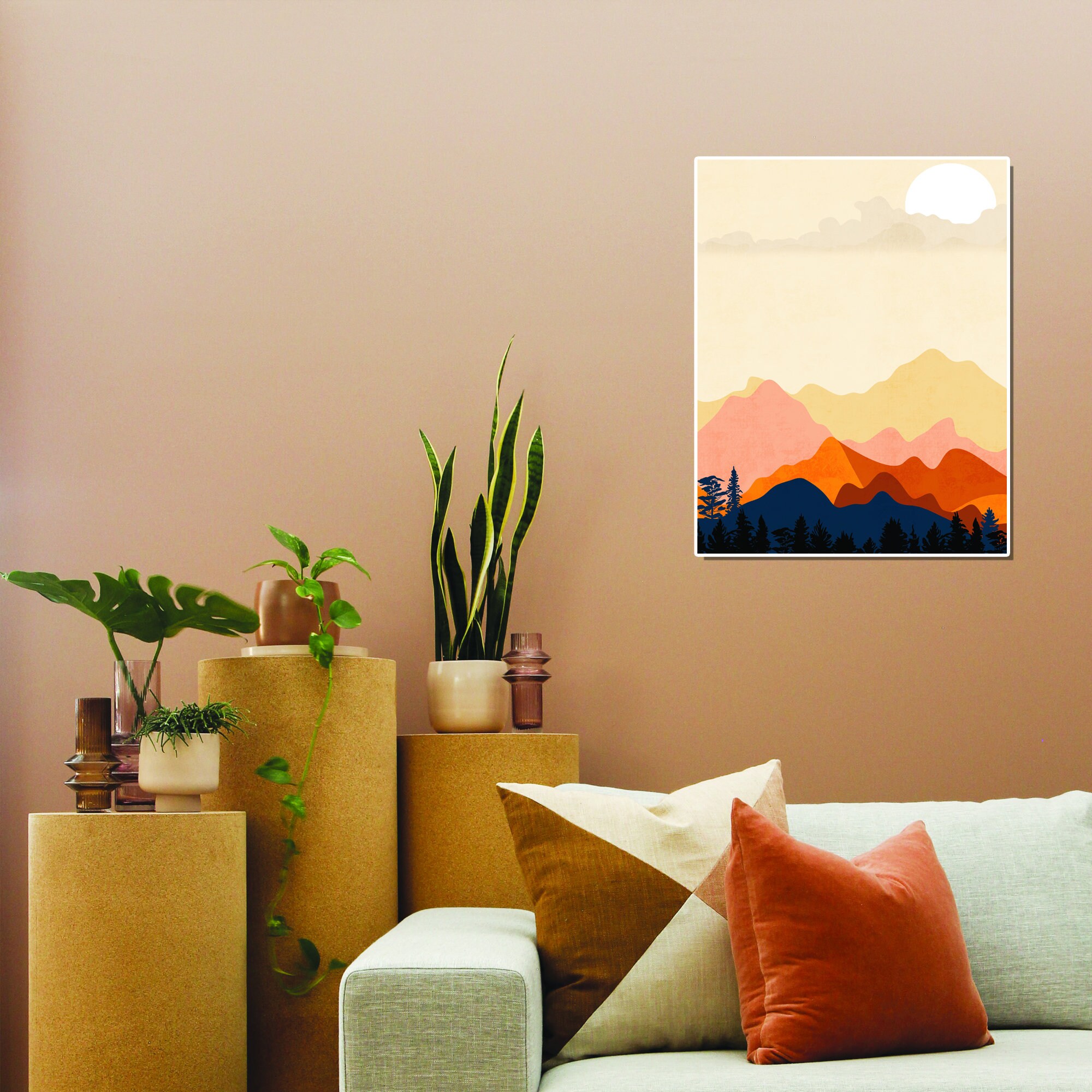 Mountain Wall Art Mid Century Modern Minimalist Art Etsy España