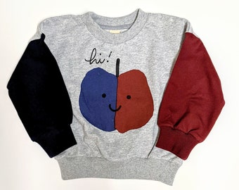 Kids Apple Sweatshirt - 100% Cotton French Terry - gender neutral clothing