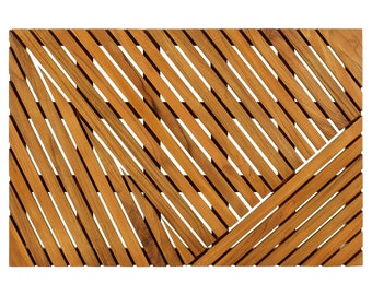 Teak Shower Mat: Non-Slip for Indoor & Outdoor Use (24” x 16”)