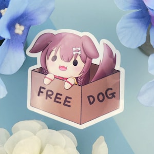 Hololive Korone Inugami in a box Glossy Vinyl Sticker 3″