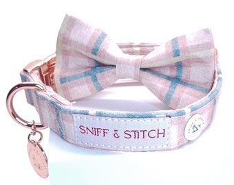 Comfy Cotton Candy Dog Collar & Bow Tie