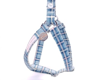Comfy Cotton Blue Tartan Dog Harness