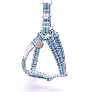 Comfy Cotton Blue Tartan Dog Harness