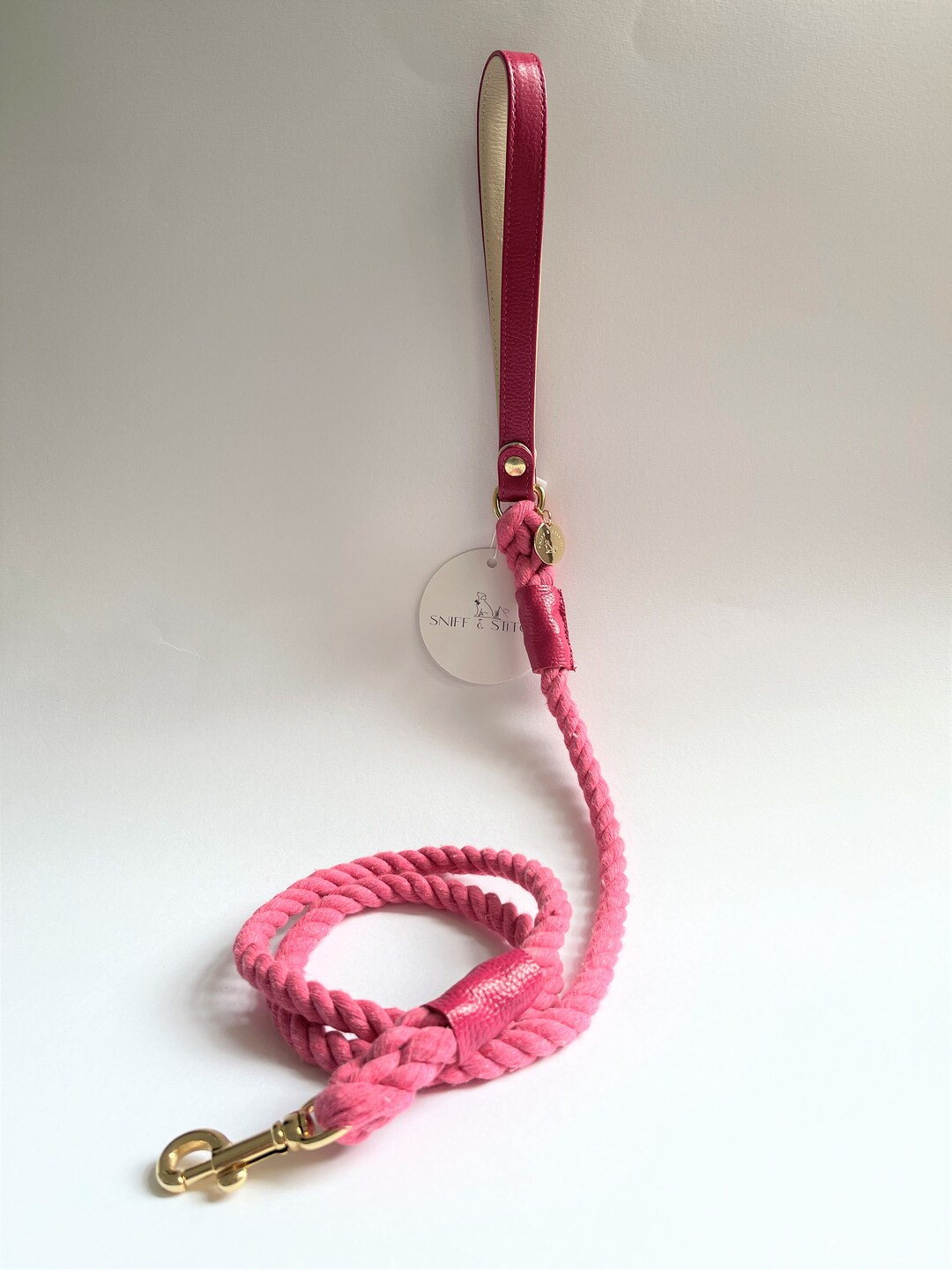 Raspberry Ripple Traditional Leather Rope Dog Lead - Etsy