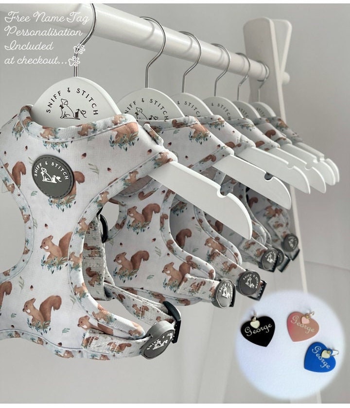 Dog Harness, Grey Squirrel pattern harness. Fully Adjustable