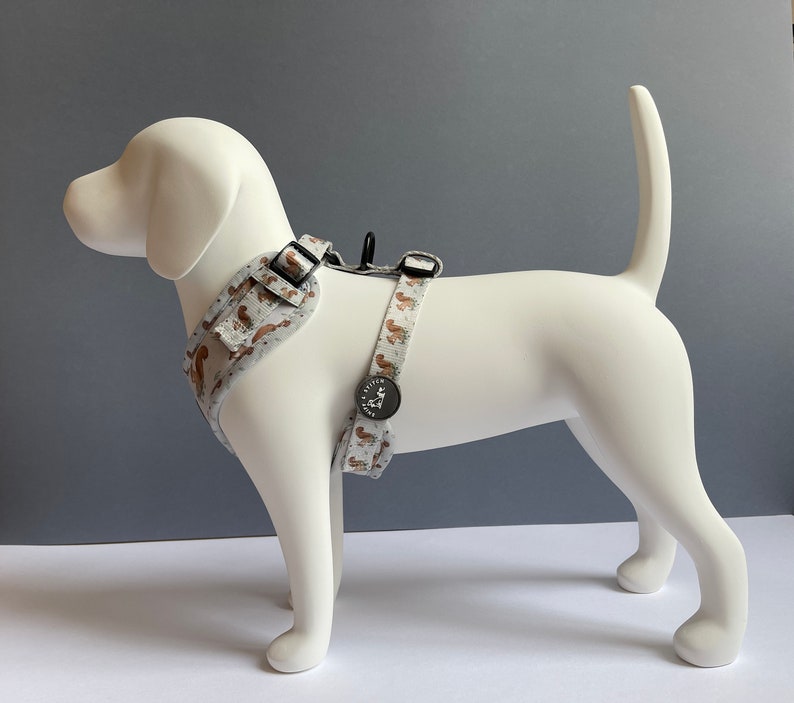 Dog Harness, Grey Squirrel pattern harness. Fully Adjustable image 3