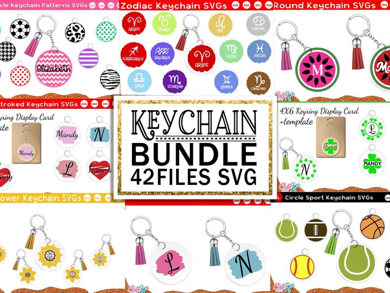 Download Keychain svg bundle keyring svg file for crafter round | Etsy