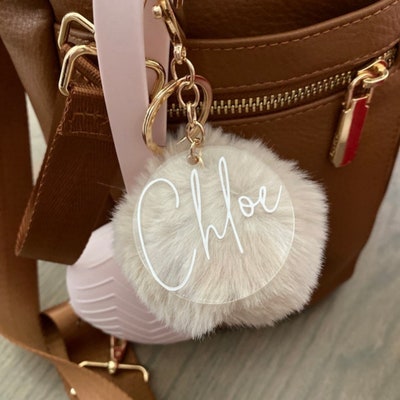 Personalized Name Pom Pom Keychain