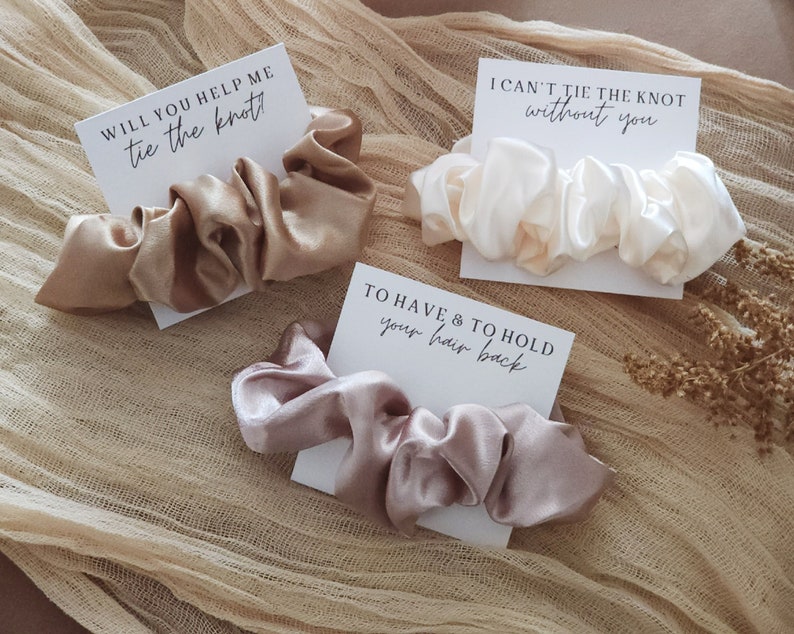 Personalized Satin Bridesmaid Scrunchies Maid of Honor - Etsy