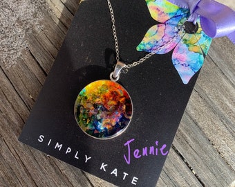 Jennie - Hand Painted Sterling Silver Necklace