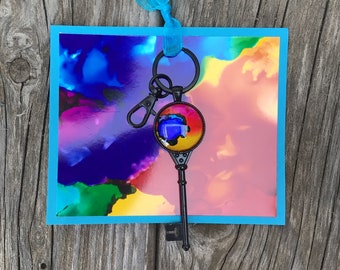 Colorful Keychain fob with Mini Art Card