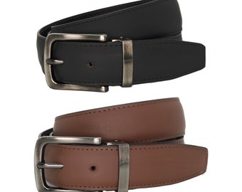 35mm Full Grain Leather Belt: Single Stitched, Black or Brown