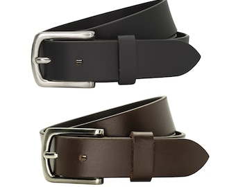 32mm Full Grain Leather Belt: Classic Black or Brown Dress Belt