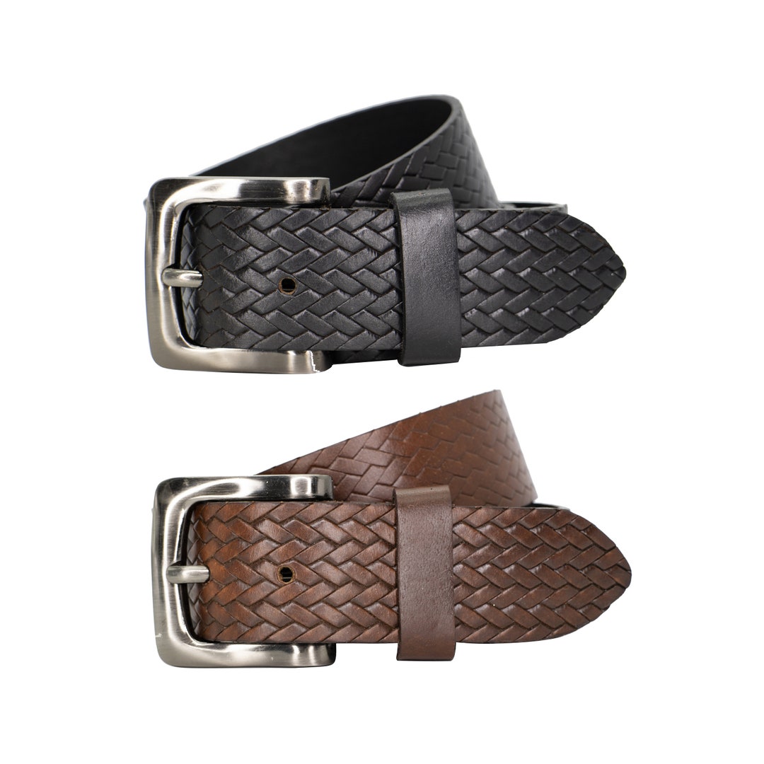 39mm Full Grain Viper Scale Black Leather Belt | Causal
