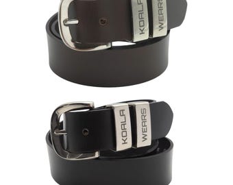 Full Grain Angus Leather Belt: 38mm Black or Brown Cowhide