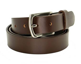 32mm Full Grain Leather Belt: Classic Black or Brown Dress Belt
