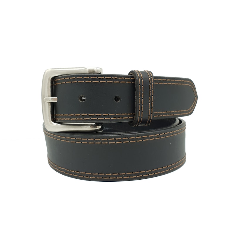 Full Grain Leather Belt: 35mm Double Stitched Cowhide bild 3