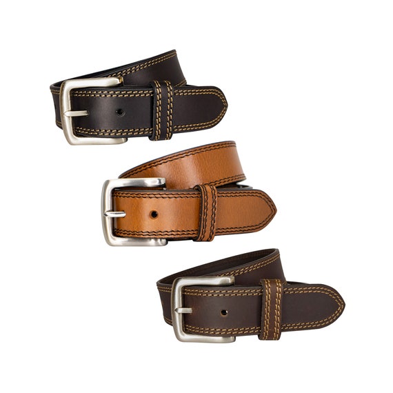 Full Grain Leather Belt: 35mm Double Stitched Cowhide
