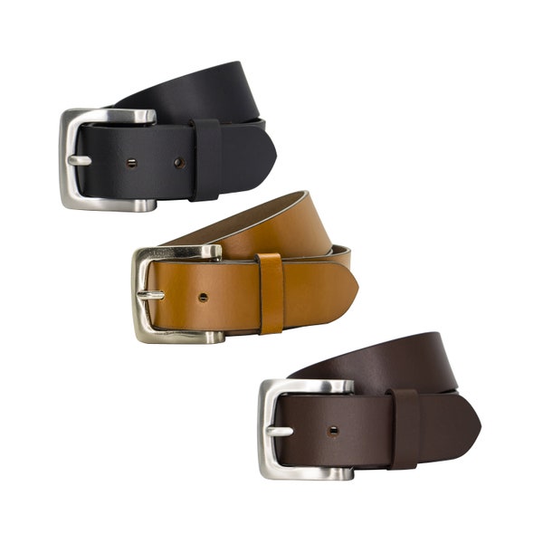 39mm Full Grain Classic Plain Leather Belt Black / Brown / Tan | Size 32 - 60 | for Jeans | Causal Belt | Real Men's Women's Leather Belt