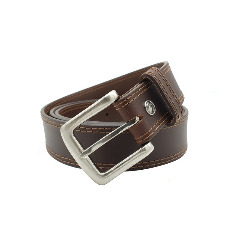 Full Grain Leather Belt: 35mm Double Stitched Cowhide bild 6