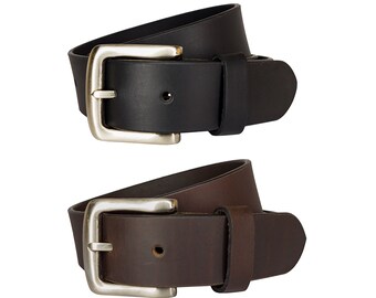 Mens Full Leather 1.5" 40mm Full Leather Horse Pattern Buckle Strap Belt Belts 