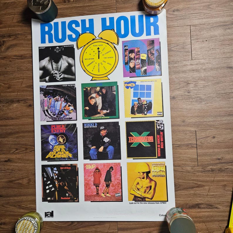 Rush Hour Public Enemy the Afros Vintage 1990 Promo Poster Def Jam CBS ...