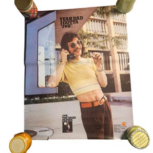 Ja pappa, jag måste jobba, vintage-affisch från 1970-talet, 24x30 cm, Adams Apple Dist Co Retro