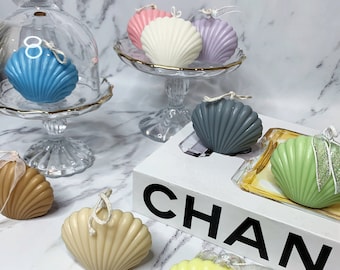 Handgegossene Sojawachs Muschelkerze, Raumduft-Dekor
