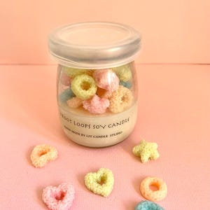 Froot Loops Cereal Candle |Handmade hand poured Soy Wax ,Cute Kawaii Candle, Has a light sugar cookie scent. Has a light sweet vanilla scent
