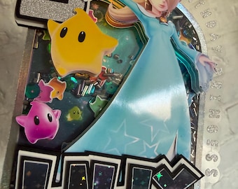 Adorno personalizado para pastel de Mario Galaxy, Princesa Rosalina, adorno para pastel de cumpleaños femenino, adorno para pastel 3D, decoración para fiesta de Mario Bros.