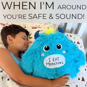 Monster Eater Plushie: Anxiety Relief Pillow with Adoption Certificate
