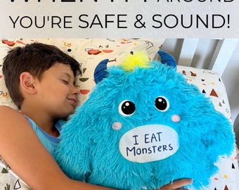 Monster Eater Plushie: Anxiety Relief Pillow with Adoption Certificate