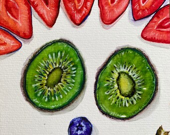 fruit art, original painting, watercolour, food art, kitchen wall art, kids room art, painting for home, gift