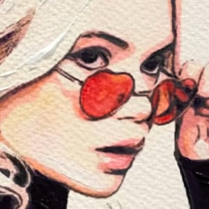 Pop Art Blond Woman Portrait, Original A4 Figurative Drawing, Hand-Painted Modern Music-Inspired Wall Art, Paper Artwork image 2