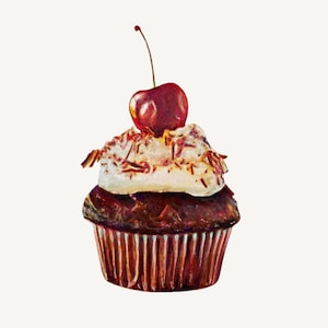 Original Cupcake Painting: Watercolor Dessert Kitchen Wall Art